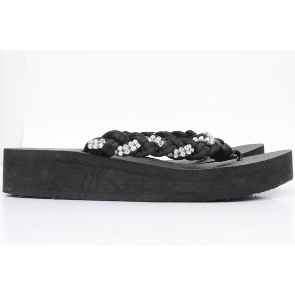 Skechers Rhonestone Bling Slip On Wedge Flip Flop Sandals Women's 10 Beach Vacay - Picture 3 of 8